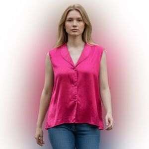 Private Luxuries Chic Pink Notched Collar Blouse